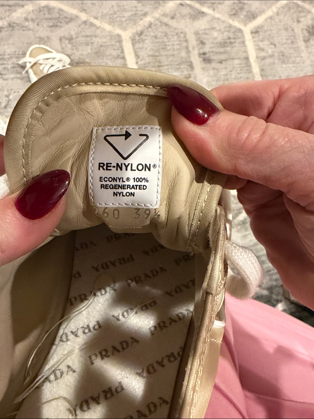 Prada Neutral-Tone Platform Lace-Up Sneakers - Picture 9 of 12